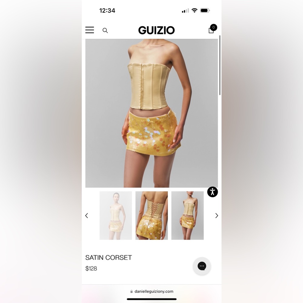 Danielle Guizio Yellow Satin Corset Top in Excellent condition